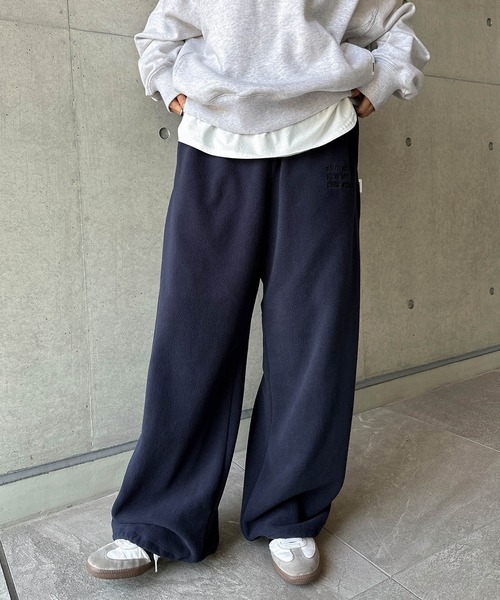 ANMEエンブロイダリーロゴフリースロングワイドパンツ（スウェット