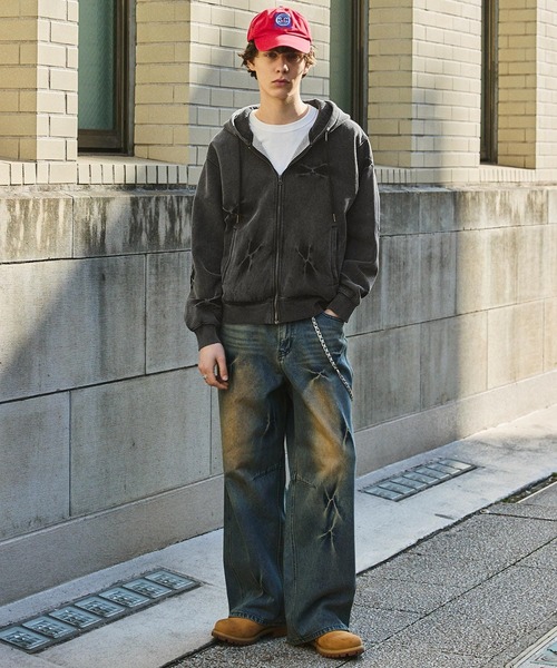 SWAGVIBE】Pinched Dye Zip Hoodie（パーカー）｜SWAGVIBE