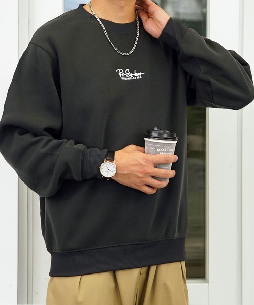 Burner（バーナー）の「【GROOVY STORE】ワンポイント刺繍裏起毛トレーナー（スウェット・メンズ・ライトブラック/ダークブルー/ホワイト系その他2/ブラック系その他2/ブラック/ホワイト/モカ/スミクロ/ダークネイビー/杢グレー/ブラック系その他3/ブラック系その他4/オフホワイト/ブラック系その他5/グレー系その他2/ブラウン/グレイッシュベージュ/パープル系/ホワイト系その他3/ブラック系その他6・LL/M/L）」の8枚目の写真