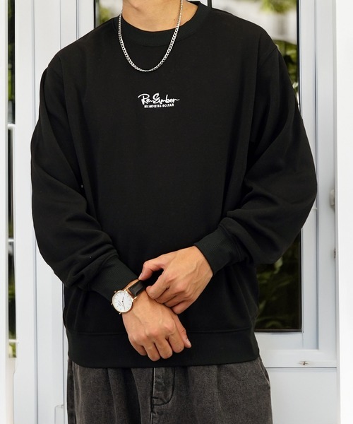 Burner（バーナー）の「【GROOVY STORE】ワンポイント刺繍裏起毛トレーナー（スウェット・メンズ・ライトブラック/ダークブルー/ホワイト系その他2/ブラック系その他2/ブラック/ホワイト/モカ/スミクロ/ダークネイビー/杢グレー/ブラック系その他3/ブラック系その他4/オフホワイト/ブラック系その他5/グレー系その他2/ブラウン/グレイッシュベージュ/パープル系/ホワイト系その他3/ブラック系その他6・LL/M/L）」の6枚目の写真