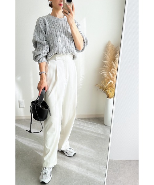 &. NOSTALGIA（アンドドットノスタルジア）の「【ZOZO限定】モヘアタッチケーブルパールニット（ニット/セーター・レディース・ブラック/モカ/ライトグレー・M）」の10枚目の写真