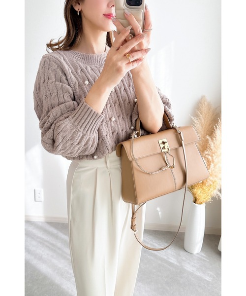 &. NOSTALGIA（アンドドットノスタルジア）の「【ZOZO限定】モヘアタッチケーブルパールニット（ニット/セーター・レディース・ブラック/モカ/ライトグレー・M）」の13枚目の写真