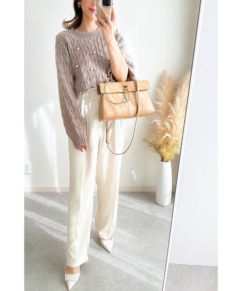 &. NOSTALGIA（アンドドットノスタルジア）の「【ZOZO限定】モヘアタッチケーブルパールニット（ニット/セーター・レディース・ブラック/モカ/ライトグレー・M）」の17枚目の写真