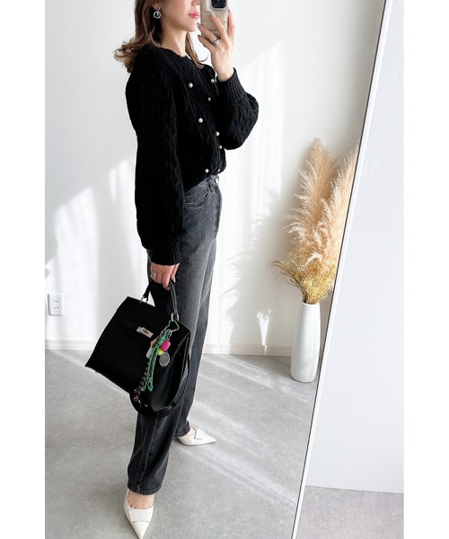 &. NOSTALGIA（アンドドットノスタルジア）の「【ZOZO限定】モヘアタッチケーブルパールニット（ニット/セーター・レディース・ブラック/モカ/ライトグレー・M）」の19枚目の写真