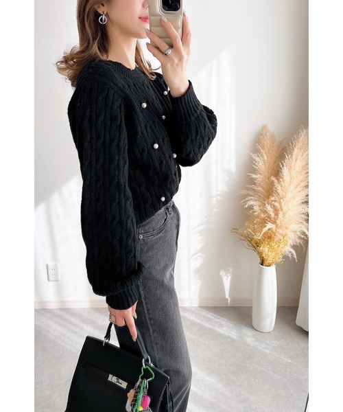 &. NOSTALGIA（アンドドットノスタルジア）の「【ZOZO限定】モヘアタッチケーブルパールニット（ニット/セーター・レディース・ブラック/モカ/ライトグレー・M）」の20枚目の写真