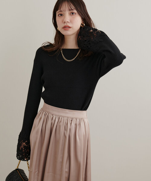 袖口レースリブニット（ニット/セーター）｜natural couture