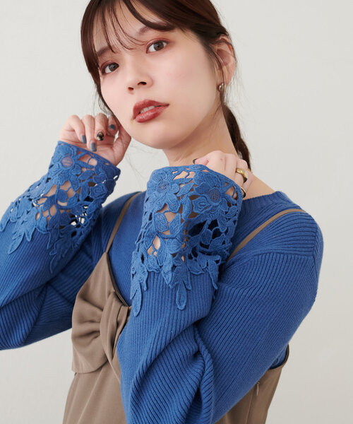 袖口レースリブニット（ニット/セーター）｜natural couture