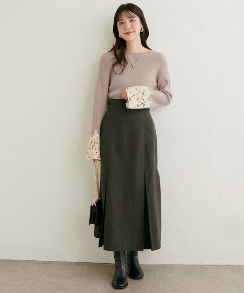 袖口レースリブニット（ニット/セーター）｜natural couture