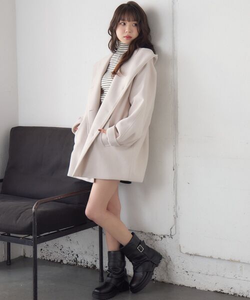 RETRO GIRL（レトロガール）の「Fウールフードミディコート（その他アウター・レディース・ダークブラウン/ナチュラル/ブルー・FREE）」の11枚目の写真