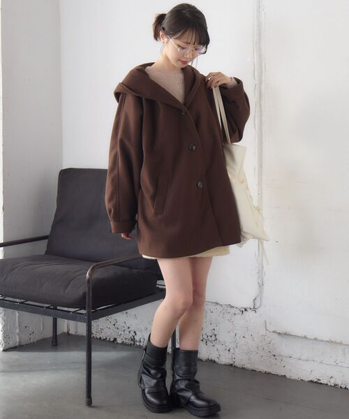 RETRO GIRL（レトロガール）の「Fウールフードミディコート（その他アウター・レディース・ダークブラウン/ナチュラル/ブルー・FREE）」の14枚目の写真