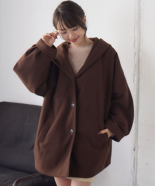 RETRO GIRL（レトロガール）の「Fウールフードミディコート（その他アウター・レディース・ダークブラウン/ナチュラル/ブルー・FREE）」の17枚目の写真