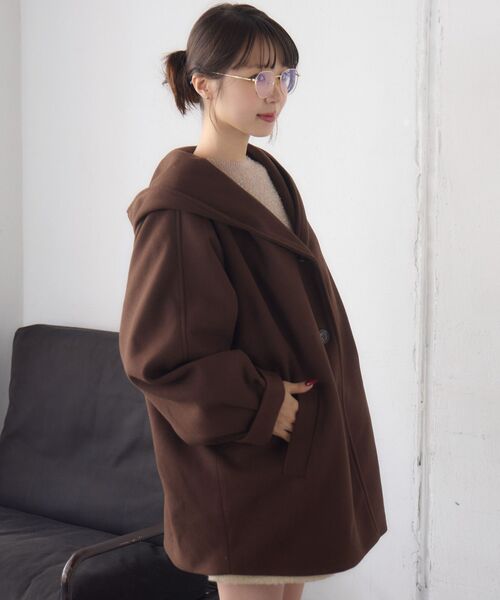 RETRO GIRL（レトロガール）の「Fウールフードミディコート（その他アウター・レディース・ダークブラウン/ナチュラル/ブルー・FREE）」の18枚目の写真