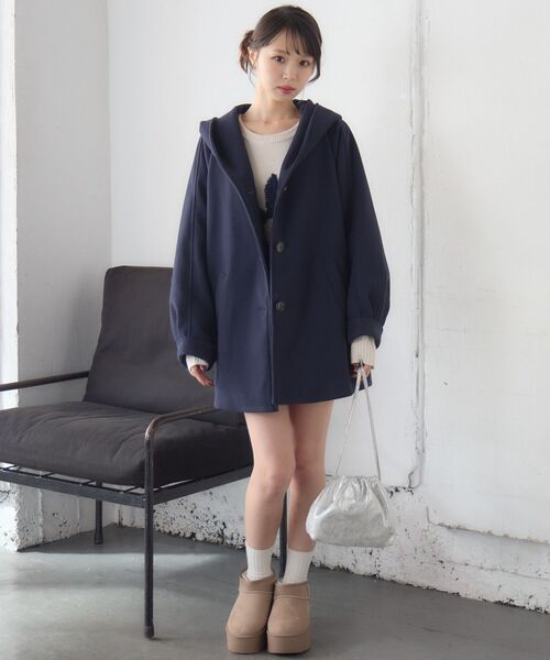 RETRO GIRL（レトロガール）の「Fウールフードミディコート（その他アウター・レディース・ダークブラウン/ナチュラル/ブルー・FREE）」の20枚目の写真