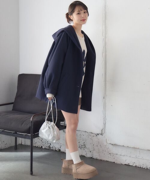 RETRO GIRL（レトロガール）の「Fウールフードミディコート（その他アウター・レディース・ダークブラウン/ナチュラル/ブルー・FREE）」の21枚目の写真