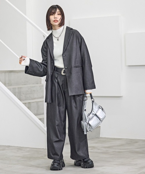 PAGEBOY(ページボーイ)の「<セットアップ対応>タックワイドスラックス(スラックス・レディース・ブラック/グレー/オートミール・FREE)」の10枚目の写真