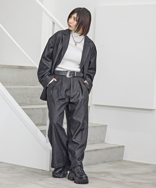 PAGEBOY(ページボーイ)の「<セットアップ対応>タックワイドスラックス(スラックス・レディース・ブラック/グレー/オートミール・FREE)」の11枚目の写真