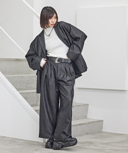 PAGEBOY(ページボーイ)の「<セットアップ対応>タックワイドスラックス(スラックス・レディース・ブラック/グレー/オートミール・FREE)」の12枚目の写真