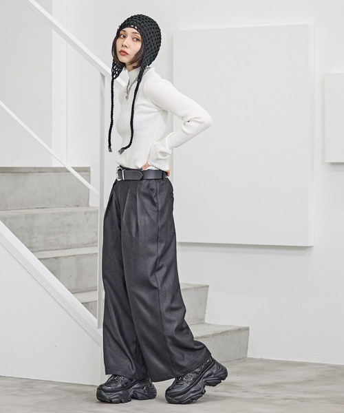 セール】<セットアップ対応>タックワイドスラックス（スラックス
