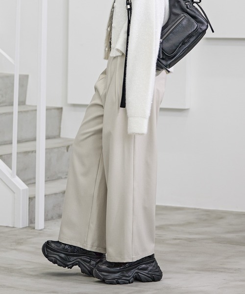 セール】<セットアップ対応>タックワイドスラックス（スラックス