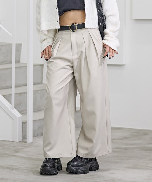 セール】<セットアップ対応>タックワイドスラックス（スラックス