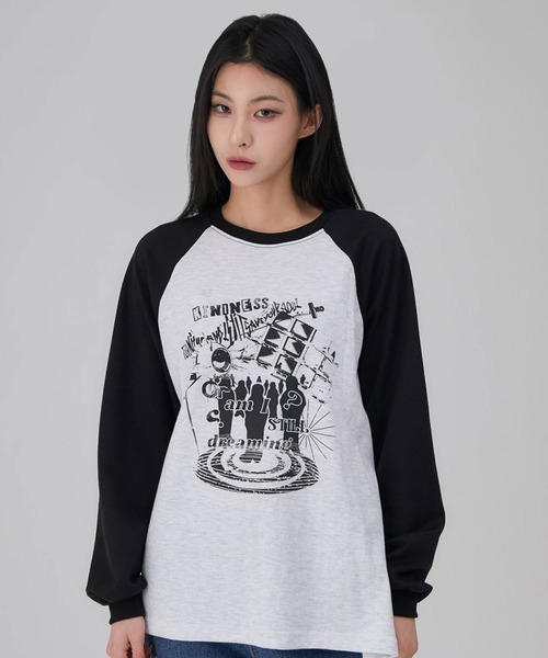 tシャツ A'GEM/9 × .kom 「ACOVER/オコボ」 Dreaming Raglan Overfit Long Sleeve /ドリーミン A'GEM/9 × .kom 『ACOVER/オコボ』 Dreaming Raglan Sweats