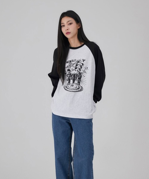 ACOVER（オコボ）の「A'GEM/9 × .kom 『ACOVER/オコボ』 Dreaming Raglan Overfit Long Sleeve /ドリーミングラグランオーバーフィットロングスリーブ（Tシャツ/カットソー・レディース・チャコールグレー/ライトグレー/ブラック・FREE）」の15枚目の写真