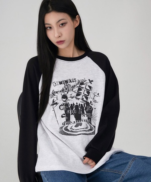 ACOVER（オコボ）の「A'GEM/9 × .kom 『ACOVER/オコボ』 Dreaming Raglan Overfit Long Sleeve /ドリーミングラグランオーバーフィットロングスリーブ（Tシャツ/カットソー・レディース・チャコールグレー/ライトグレー/ブラック・FREE）」の17枚目の写真