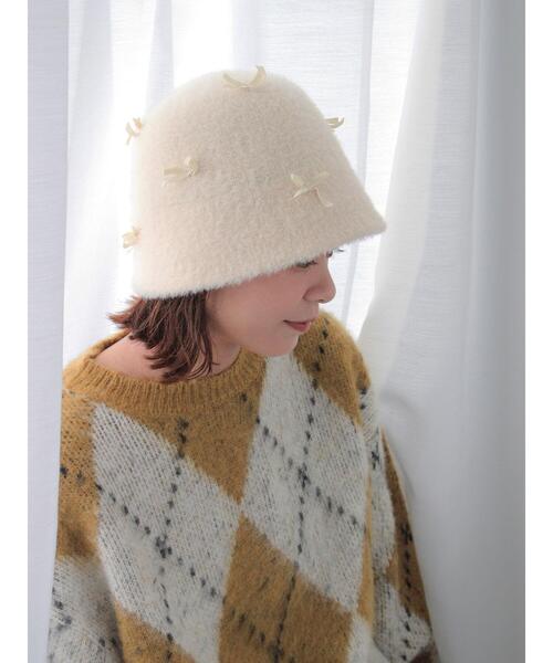 ehka sopo（エヘカソポ）の「シャギーリボンバケットハット（ハット・レディース・グレー/ブラック/キナリ・F）」の2枚目の写真