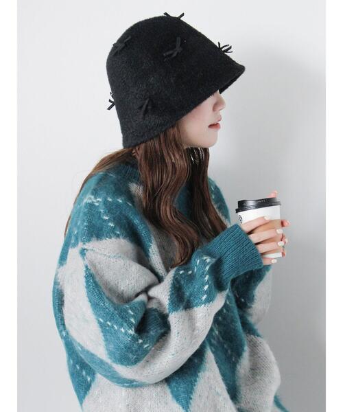 ehka sopo（エヘカソポ）の「シャギーリボンバケットハット（ハット・レディース・グレー/ブラック/キナリ・F）」の3枚目の写真