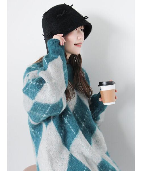 ehka sopo（エヘカソポ）の「シャギーリボンバケットハット（ハット・レディース・グレー/ブラック/キナリ・F）」の10枚目の写真