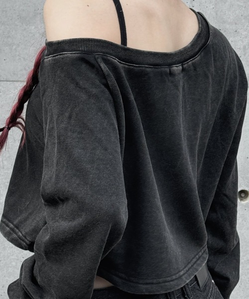 tシャツ ワンショルダーフロントデザインロングTシャツ レディース メンズ セール】ワンショルダーフロントデザインロングTシャツ（Tシャツ