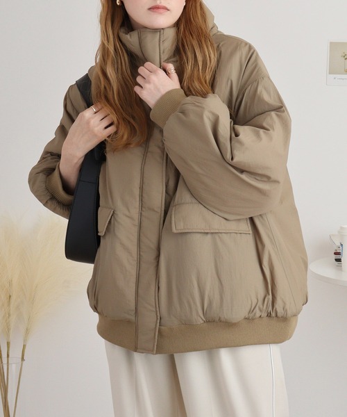 ジャケット・アウター viusu セール】mitis ハイネック襟裏フリース 中綿ジャケット（ダウン