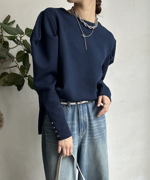 DouDou（ドゥドゥ）の「【WEB限定】パワショルトップス（Tシャツ/カットソー・レディース・ネイビー/ブラック/アイボリー・FREE）」の11枚目の写真