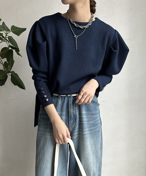 DouDou（ドゥドゥ）の「【WEB限定】パワショルトップス（Tシャツ/カットソー・レディース・ネイビー/ブラック/アイボリー・FREE）」の12枚目の写真