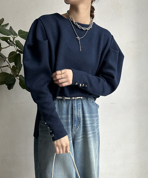 DouDou（ドゥドゥ）の「【WEB限定】パワショルトップス（Tシャツ/カットソー・レディース・ネイビー/ブラック/アイボリー・FREE）」の13枚目の写真