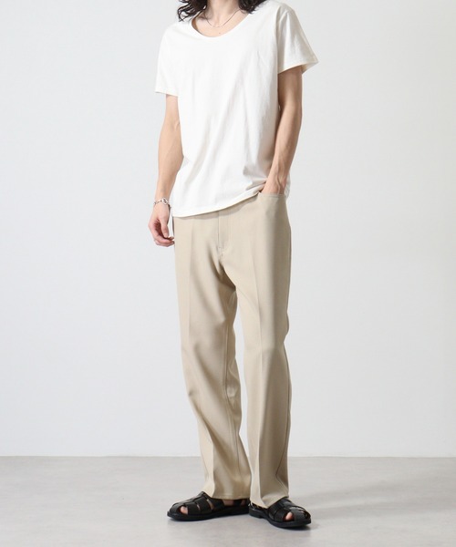 TRUSS（トラス）の「TRUSS ｽﾘﾑﾌｨｯﾄUﾈｯｸTｼｬﾂ（Tシャツ/カットソー・メンズ・ブラック/ホワイト/ピンク/ヘザーグレー/オフホワイト/スカイブルー/イエロー/ネイビー・S/L/XL/M/XS）」の12枚目の写真