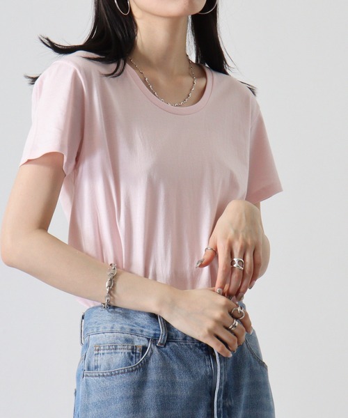 TRUSS（トラス）の「TRUSS ｽﾘﾑﾌｨｯﾄUﾈｯｸTｼｬﾂ（Tシャツ/カットソー・メンズ・ブラック/ホワイト/ピンク/ヘザーグレー/オフホワイト/スカイブルー/イエロー/ネイビー・S/L/XL/M/XS）」の18枚目の写真