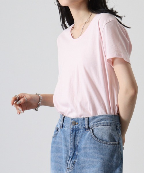 TRUSS（トラス）の「TRUSS ｽﾘﾑﾌｨｯﾄUﾈｯｸTｼｬﾂ（Tシャツ/カットソー・メンズ・ブラック/ホワイト/ピンク/ヘザーグレー/オフホワイト/スカイブルー/イエロー/ネイビー・S/L/XL/M/XS）」の19枚目の写真