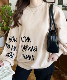 裏毛オーバーサイズロゴ刺繍スウェットプルオーバー