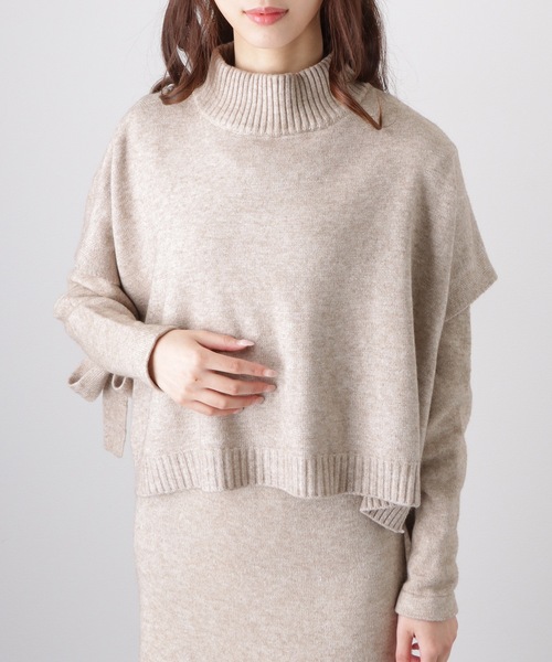 Lace Ladies(レースレディース)の「【2点セット】 サイド リボン トップス付き ワンピース アンサンブル(ワンピース・レディース・ブラック/グレー/ベージュ・FREE/S)」の3枚目の写真