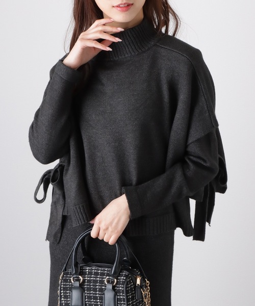 Lace Ladies(レースレディース)の「【2点セット】 サイド リボン トップス付き ワンピース アンサンブル(ワンピース・レディース・ブラック/グレー/ベージュ・FREE/S)」の5枚目の写真