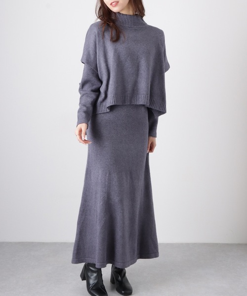 Lace Ladies(レースレディース)の「【2点セット】 サイド リボン トップス付き ワンピース アンサンブル(ワンピース・レディース・ブラック/グレー/ベージュ・FREE/S)」の9枚目の写真