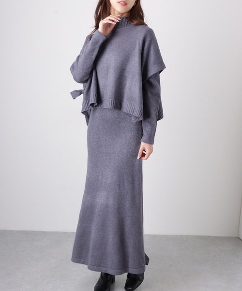 Lace Ladies(レースレディース)の「【2点セット】 サイド リボン トップス付き ワンピース アンサンブル(ワンピース・レディース・ブラック/グレー/ベージュ・FREE/S)」の10枚目の写真