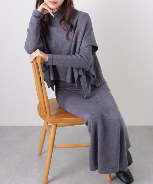 Lace Ladies(レースレディース)の「【2点セット】 サイド リボン トップス付き ワンピース アンサンブル(ワンピース・レディース・ブラック/グレー/ベージュ・FREE/S)」の12枚目の写真