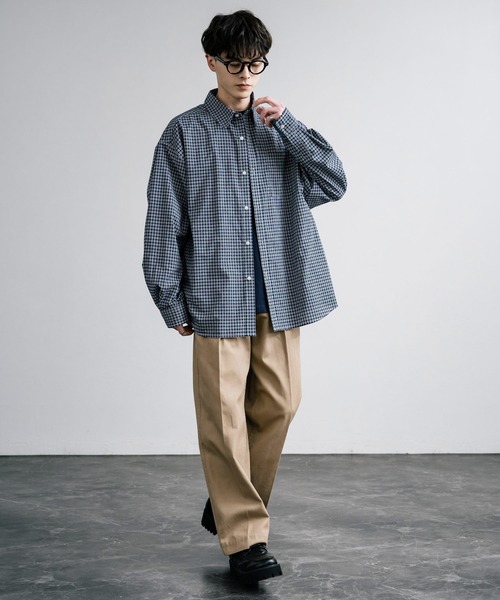 Rocky Monroe（ロッキーモンロー）の「センタープレスツータックフレンチチノワイドパンツ（チノパンツ・メンズ・ネイビー/ブラック/モスグリーン/ライトベージュ/ベージュ・マルチサイズ）」の15枚目の写真