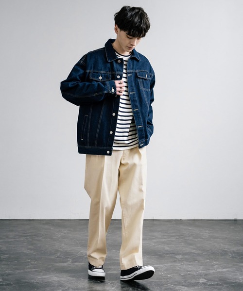 Rocky Monroe（ロッキーモンロー）の「センタープレスツータックフレンチチノワイドパンツ（チノパンツ・メンズ・ネイビー/ブラック/モスグリーン/ライトベージュ/ベージュ・マルチサイズ）」の20枚目の写真