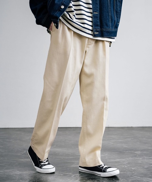 Rocky Monroe（ロッキーモンロー）の「センタープレスツータックフレンチチノワイドパンツ（チノパンツ・メンズ・ネイビー/ブラック/モスグリーン/ライトベージュ/ベージュ・マルチサイズ）」の17枚目の写真