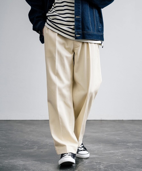 Rocky Monroe（ロッキーモンロー）の「センタープレスツータックフレンチチノワイドパンツ（チノパンツ・メンズ・ネイビー/ブラック/モスグリーン/ライトベージュ/ベージュ・マルチサイズ）」の18枚目の写真
