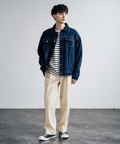 Rocky Monroe（ロッキーモンロー）の「センタープレスツータックフレンチチノワイドパンツ（チノパンツ・メンズ・ネイビー/ブラック/モスグリーン/ライトベージュ/ベージュ・マルチサイズ）」の19枚目の写真