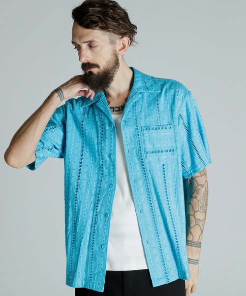 Schott カジノ柄　半袖シャツ ミントグリーン　100% レーヨン sct-7825123010-8.jpg